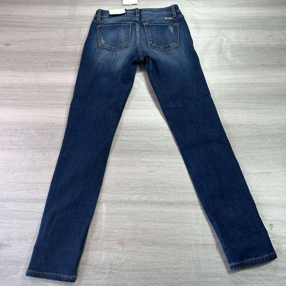 KanCan Jeans Womens‎ 7 27 Distressed Leopard Patch Ankle Skinny Mid Rise Stretch - Picture 2 of 14
